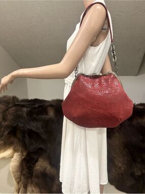 Original Design! Unique Embossed Cowhide Handmade Custom Frame Slouchy Bag